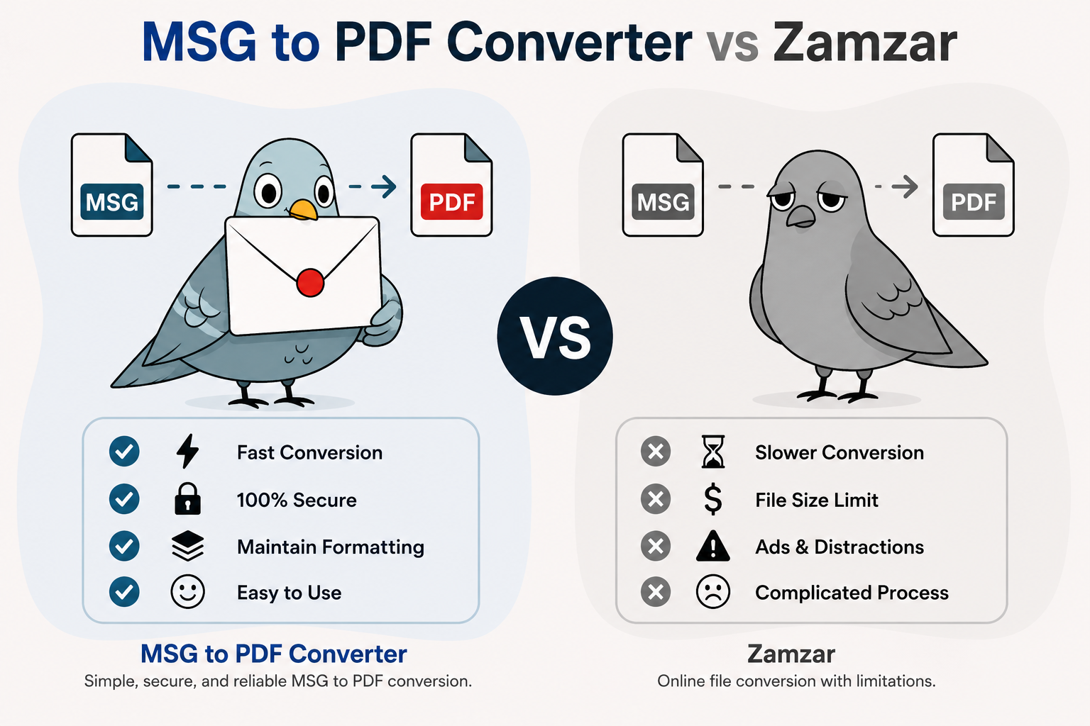 Choosing between MsgToPdfConverter and Zamzar based on use case